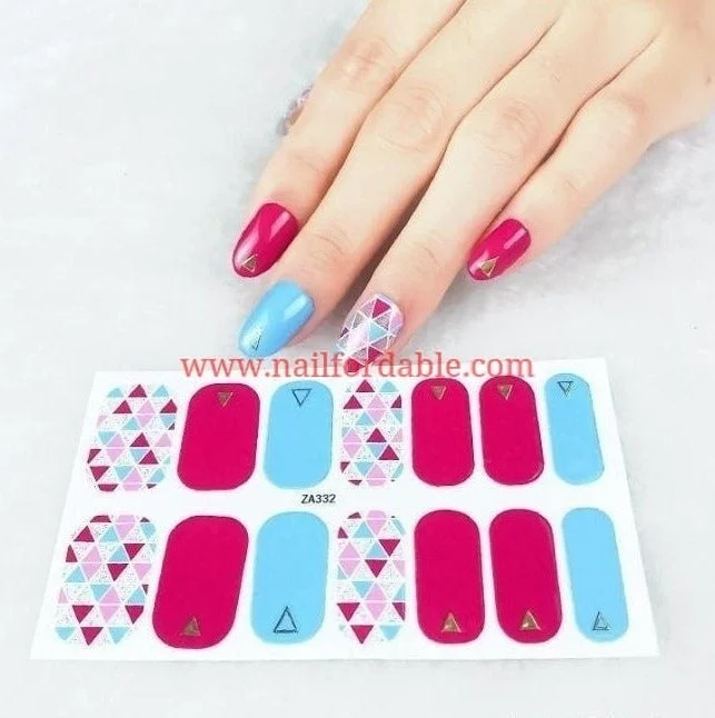 nail repair with healing-layer gel-Triangles multicolor