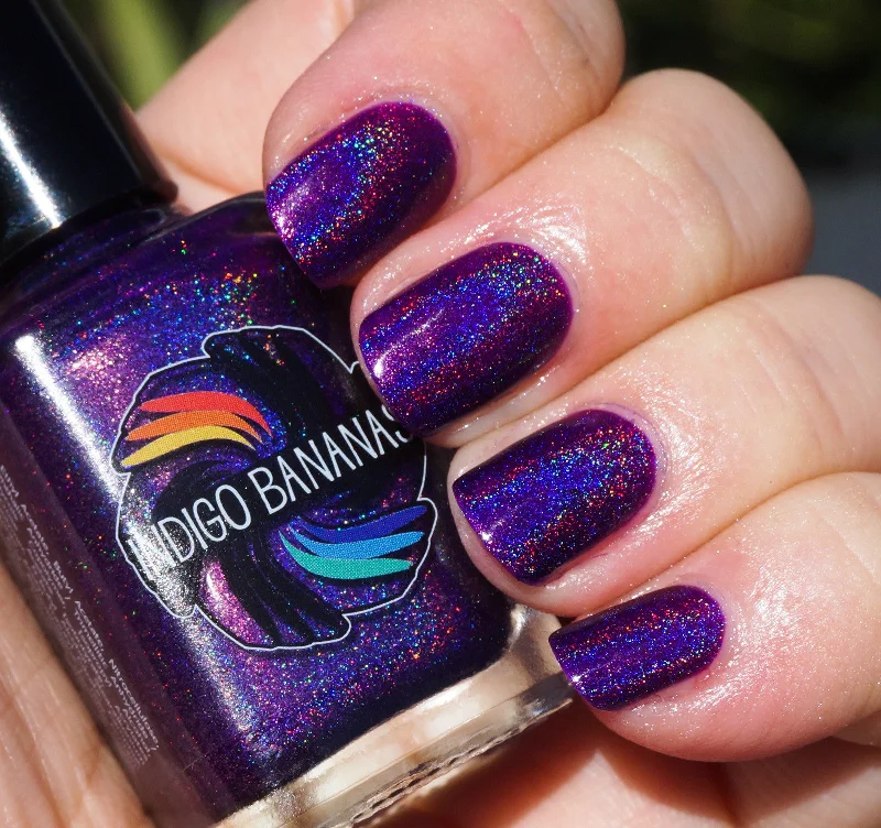 nail polish petal drift-Rhythm & Booze - purple linear holographic