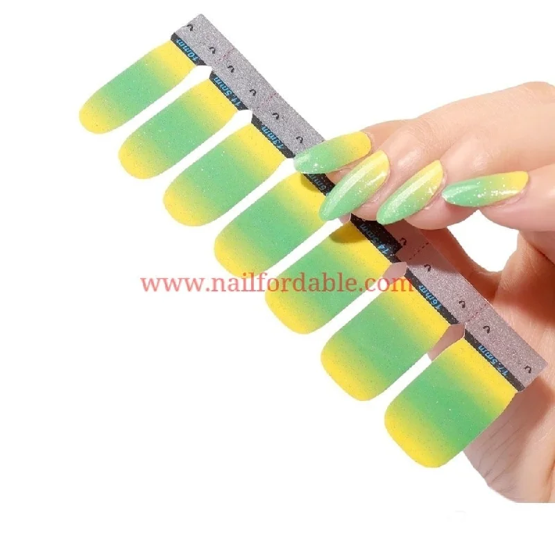 nail repair with rapid-set gel-Green & Yellow