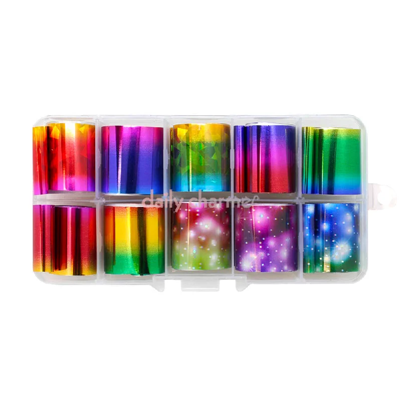 Nail art decoration find-Nail Art Foil Box / 10 Colors / Rainbow Galaxy