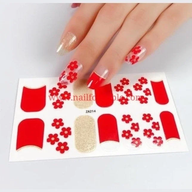 nail repair with salon-trend-care kit-Red flowers (overlay)