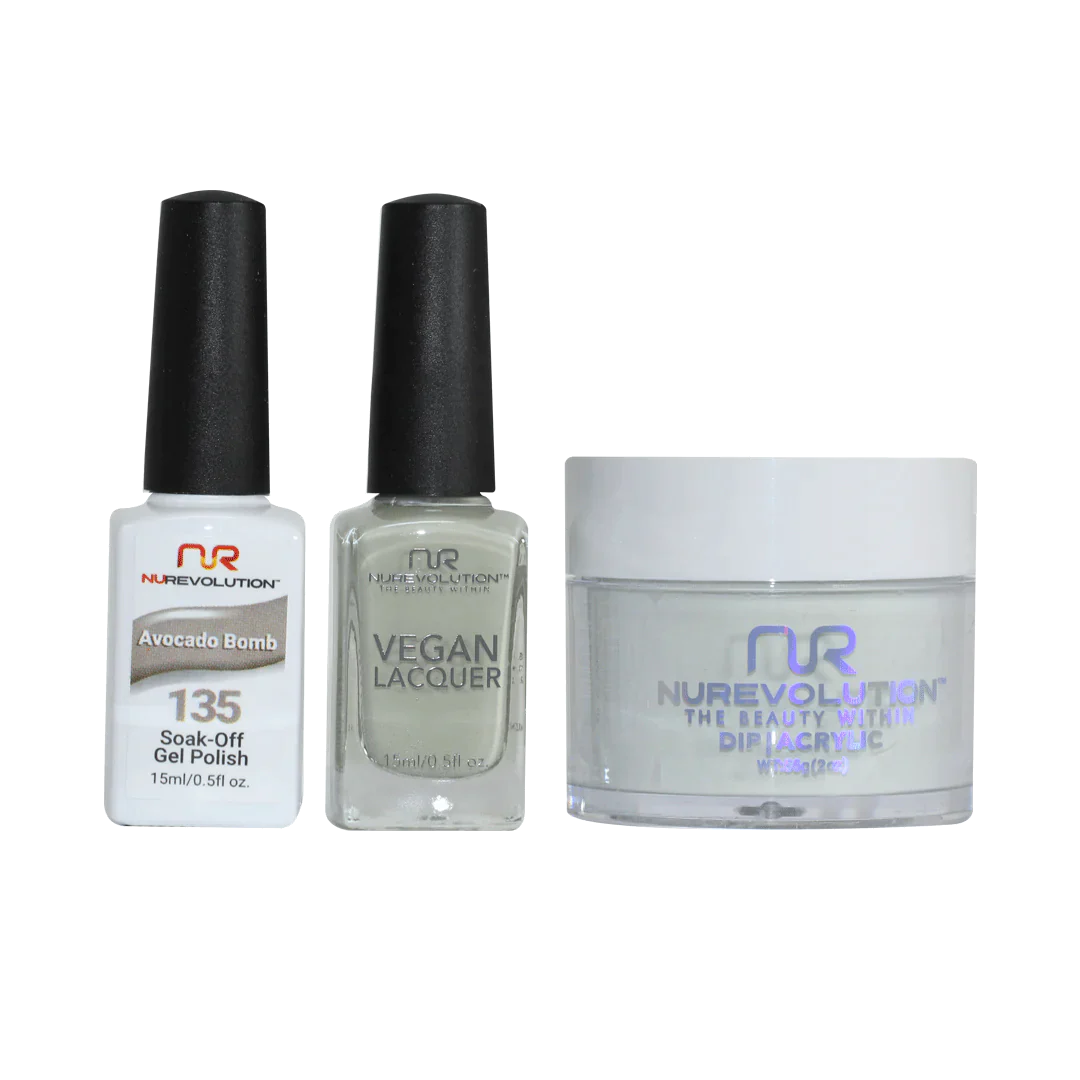 nail polish plan plot-NuRevolution Trio set 135 Avocado Bomb