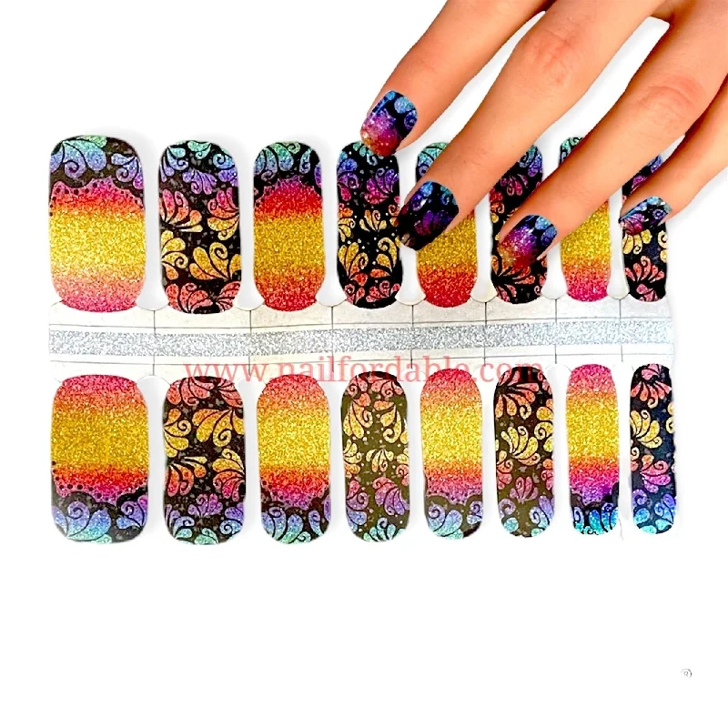 nail repair with leading-care kit-Rainbow garden (glitter)