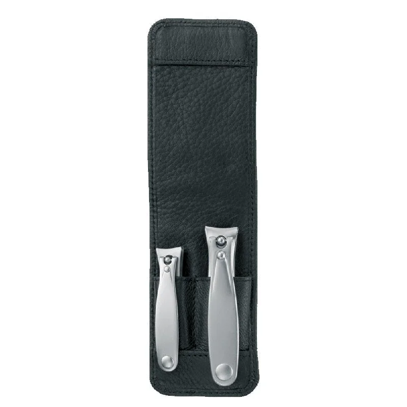 Nail art decoration asterisk-Niegeloh Solingen Imantado S 2-Piece TopInox Clipper Set, Black Leather Case