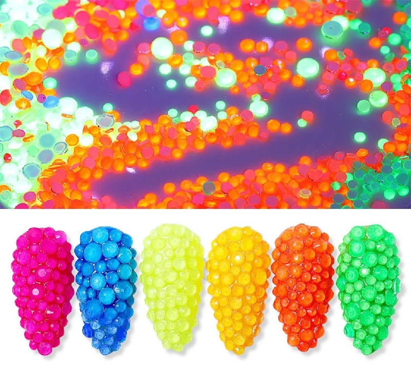 Nail art decoration buzz-Mixed Glow in the Dark Neon Rhinestone/ Non Hot fix flat back nail Art Deco