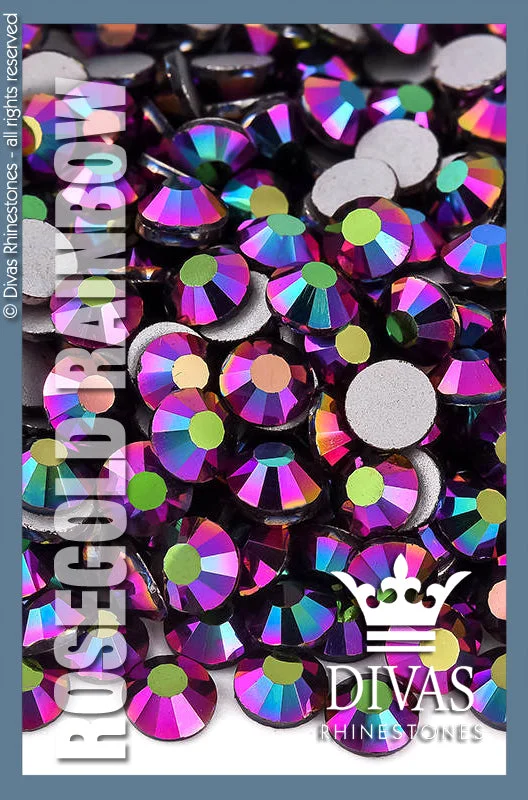 Nail rhinestone snip tips-COATED RHINESTONES - 'Rainbow Rosegold'