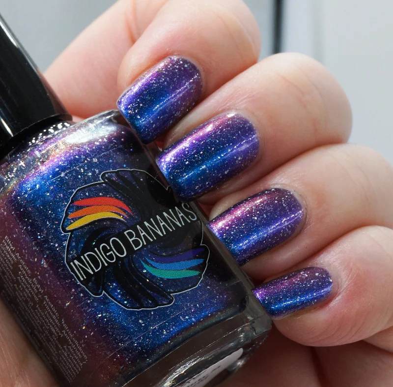 nail polish stain rich-The Beauty in the World - light blue multichrome linear holographic w/ flakies