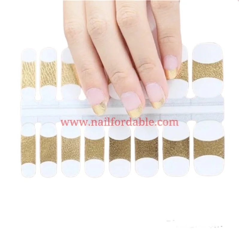 nail repair with barrier-rich polish-Gold leather french tips