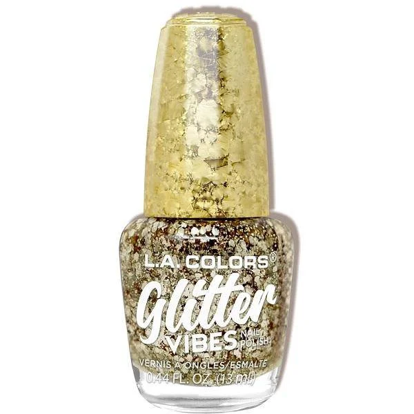 nail polish lagoon glow-LA Colors Golden Glow Glitter Vibes Nail Polish