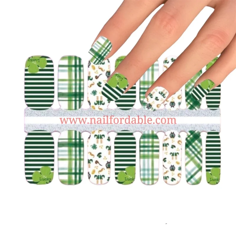 nail repair for nail crack resistance-Plaid St. Patrick's day