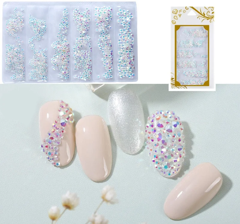 Nail art decoration door-1440 pcs Mixed sizes AB rhinestone/ Non Hot fix flat back nail Art Deco