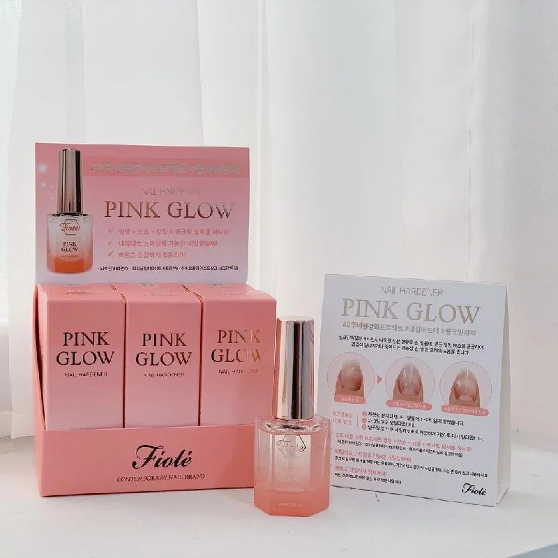 Nail art decoration storm-Fiote Pink Glow Nail Hardener - 6 bottle set